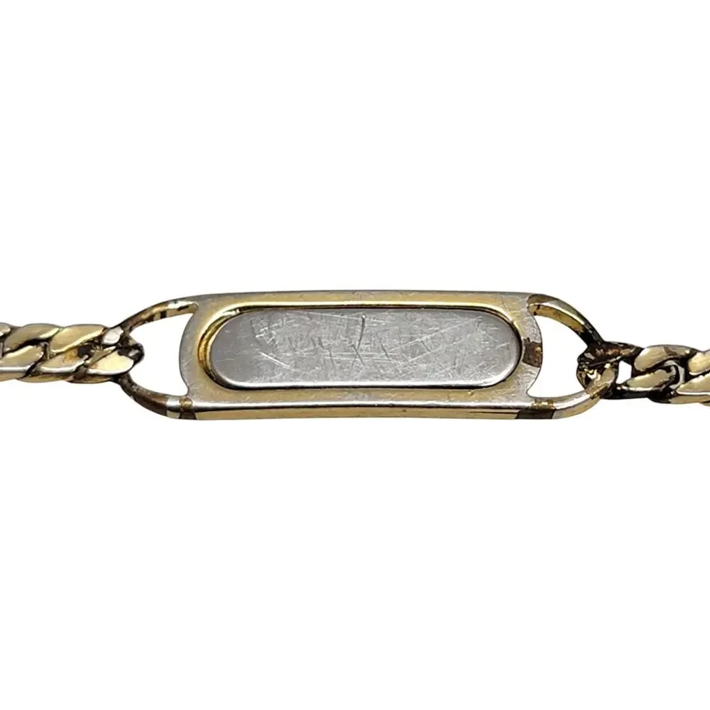 Vintage Avon Two Tone Gold Silver Curb Chain Blank ID Plaque Bracelet Unisex